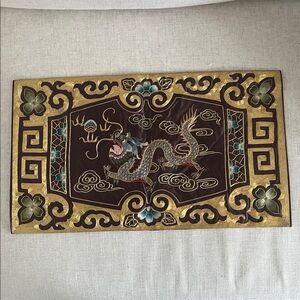 Embroidered Dragon Tapestry with Gold Accents